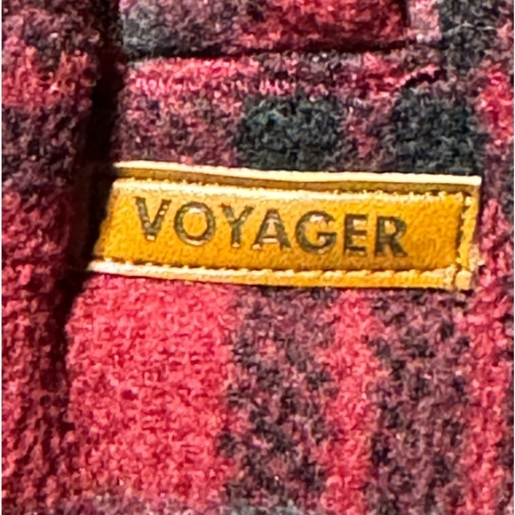 Men’s VOYAGER plaid Fleece Coat Black/red Snap Buttons Size Small - Picture 2 of 8